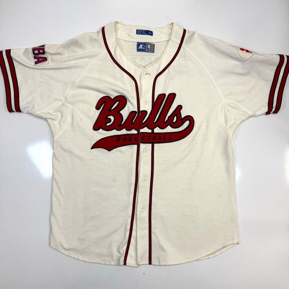 Vtg Chicago Bulls Baseball Style Jersey 90s NBA Basketball Sz XL - Picture 9 of 16